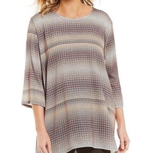 Bryn Walker Aida Tunic Geometric Print Top Size XL Lagenlook Oversized